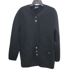 Geiger Austria Womens Vintage Luxury Black Boiled Wool Tyrol Button Up Jacket 40